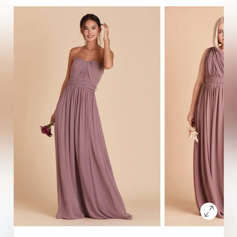 Birdy Grey Grace Dark Mauve Convertible  Chiffon Maxi Bridesmaid Dress Medium - Picture 2 of 9